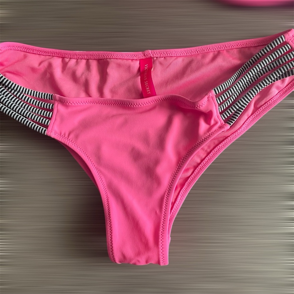 Victoria's Secret Vibrant Pink Bikini with Striped Detail - Picture 2 of 11